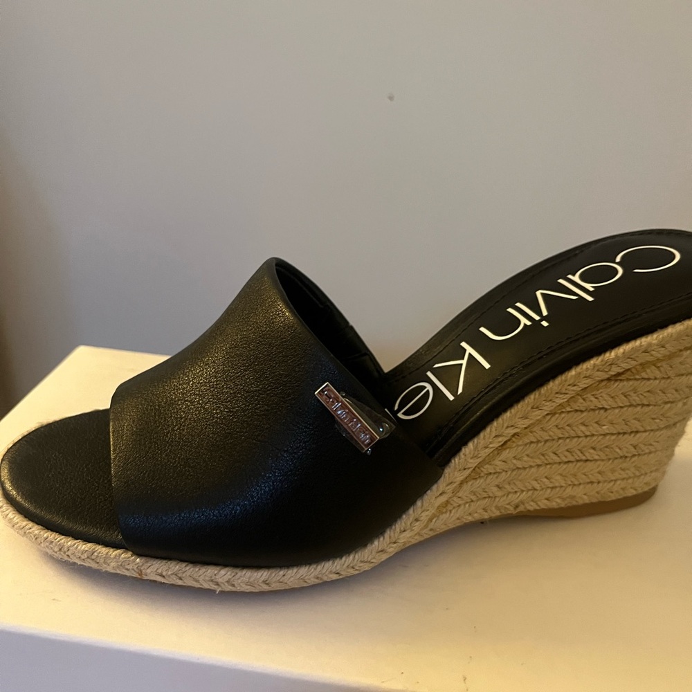 Calvin Klein Black Espadrille Wedges